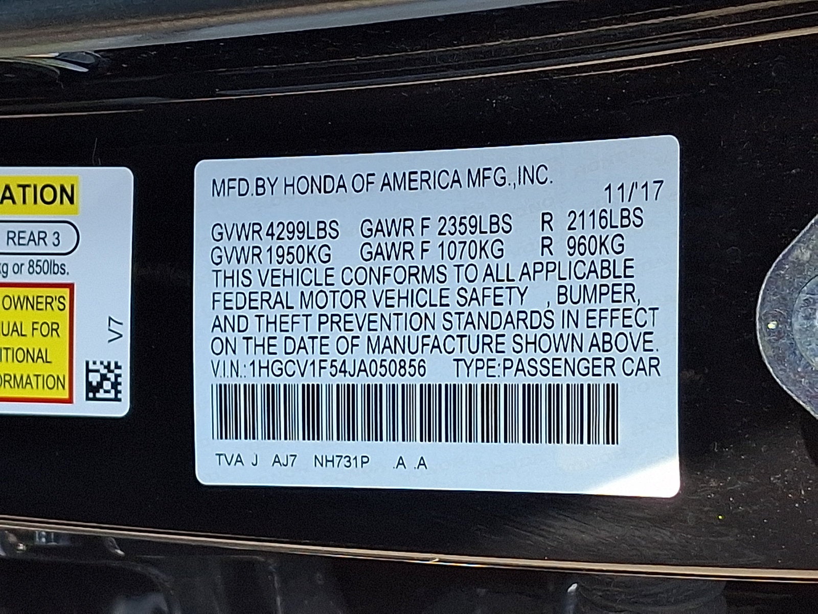 2018 Honda Accord Sedan EX-L 1.5T