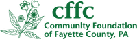 Green logo for Community Foundation of Fayette County, PA, featuring stylized CFFC and a plant illustration.