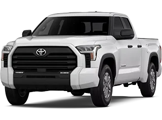 White Toyota Tundra Double Cab pickup, front three-quarter view