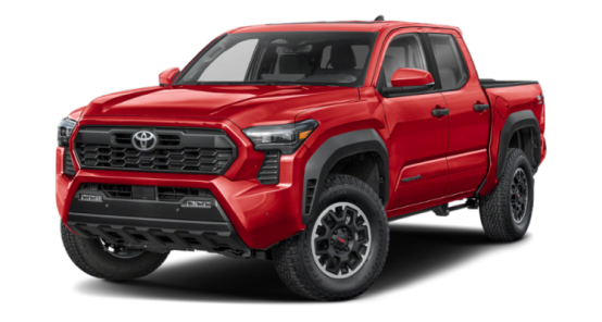 Red 2026 Toyota Tacoma Double Cab, front three-quarter view